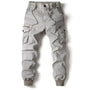 Graue Herren-Cargohose, Baumwolle, elastischer Bund, Taschen, Freizeitmode.