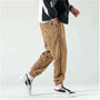 Braune Cordhose für Herren, Jogger-Stil, lässig, Hip-Hop, Frühling/Sommer, Harajuku-Mode.