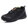 Schwarzer Herren-Wanderschuh, atmungsaktiv, Mesh, Outdoor, rutschfest, sportlich.