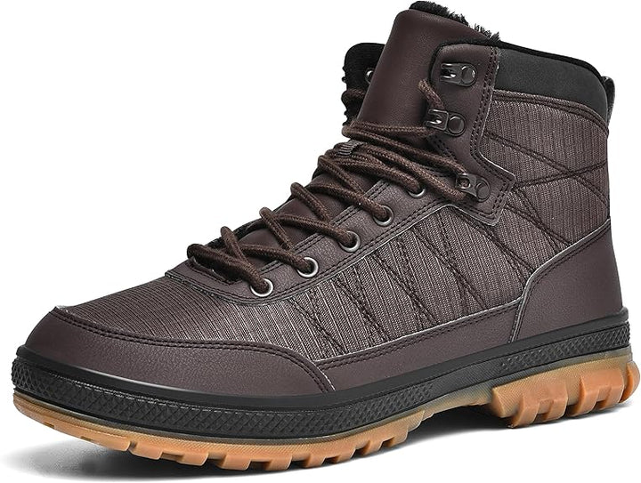 Brauner Herren-Winterstiefel, wasserdicht, rutschfest, gefüttert, Outdoor-Schuh.