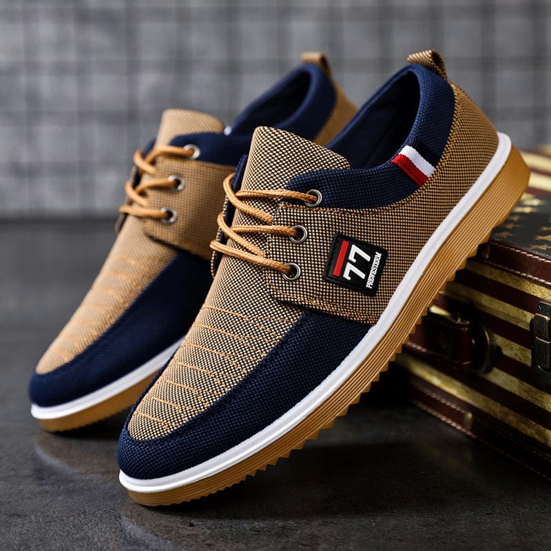 Herren Sneaker beige-blau, atmungsaktiv, rutschfest, Freizeitschuh, modisch, sportlich.