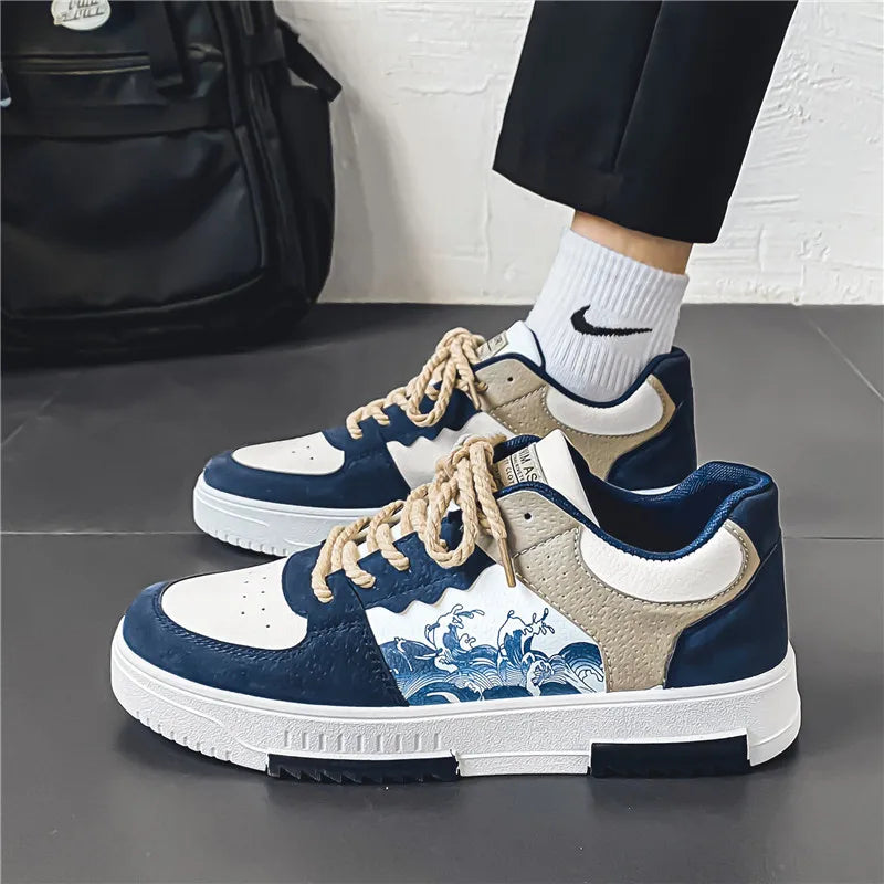 Herren Sneaker, blau-weiß, atmungsaktiv, lässig, rutschfest, modisch, koreanischer Stil.