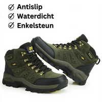 Grüne wasserdichte Wanderschuhe, rutschfest, mit Knöchelstütze, Outdoor-Boots.