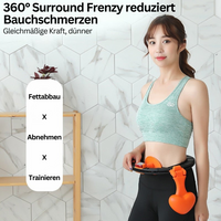 Frau mit grünem Sport-BH nutzt Fitness-Hoop für Bauchtraining, Gewichtsverlust, Heimfitness.