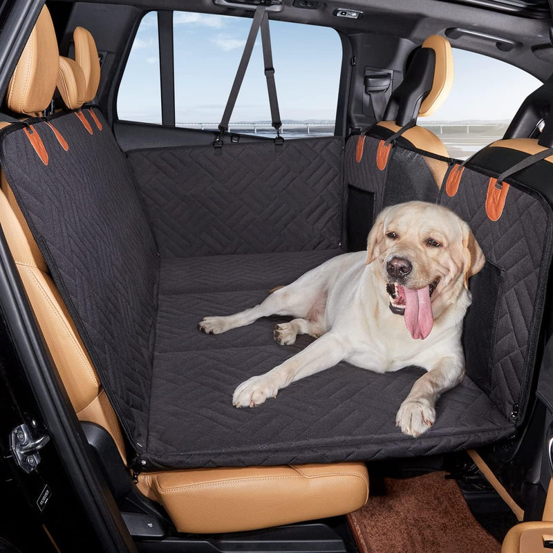 Hundedecke Auto Rücksitz wasserdicht, schwarz, mit Labrador, Schutz für Autositze.