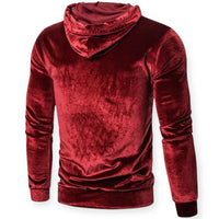 Roter Samt-Hoodie für Herren, langärmelig, modisch, bequem, Kapuzenpullover.