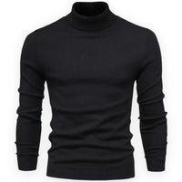 Schwarzer Rollkragenpullover Herren, Strick, Langarm, elegant, warm, modisch.