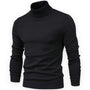 Schwarzer Rollkragenpullover Herren, langärmelig, Strick, elegant, warm, modisch.