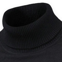 Schwarzer Rollkragenpullover aus Baumwolle, gerippt, modisch, warm, für Herbst und Winter.