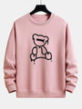 Rosa Sweatshirt mit abstraktem Bärenmotiv, Unisex, Baumwolle, modisch, bequem, lässig.