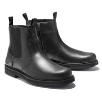 Schwarze Chelsea Boots aus Leder mit Reißverschluss, Herrenmode, elegant und zeitlos.