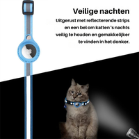 Reflektierendes Katzenhalsband mit Glocke, blau, für Sicherheit bei Nacht.