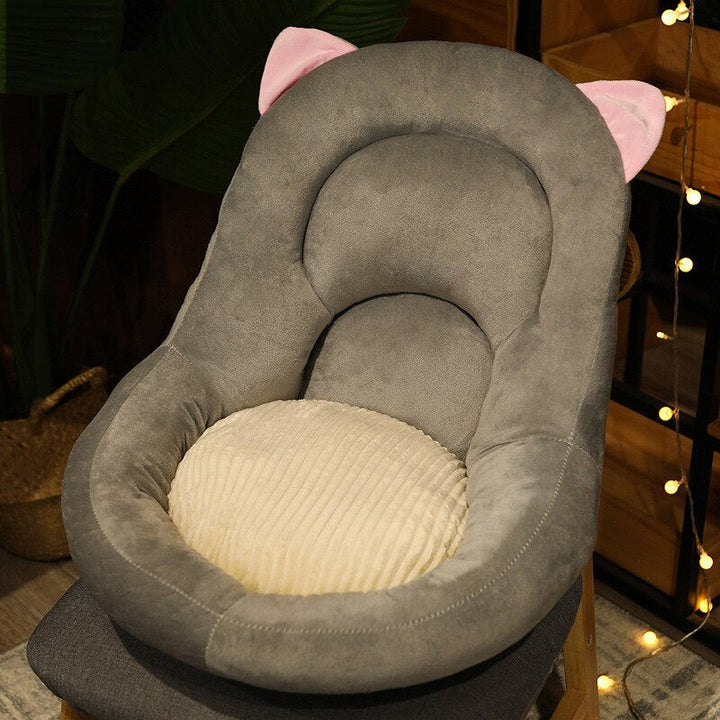 Graues Katzenohr-Babysitzkissen, weich, plüschig, für Neugeborene, gemütlich, dekorativ.