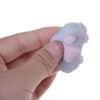 Kawaii Katzenpfote Squishy Stressball, grau-rosa, weiches Spielzeug, Stressabbau, Hand.