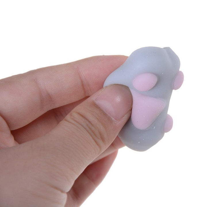 Kawaii Katzenpfote Squishy Stressball, grau-rosa, weiches Spielzeug, Stressabbau, Hand.
