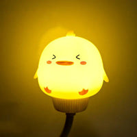 Gelbe Küken-Nachtlampe, LED, Kinderzimmer, dimmbar, energiesparend, süßes Design.