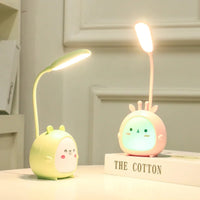 Niedliche LED-Tischlampe für Kinder, grün und rosa, USB, augenschonend, Nachtlicht.