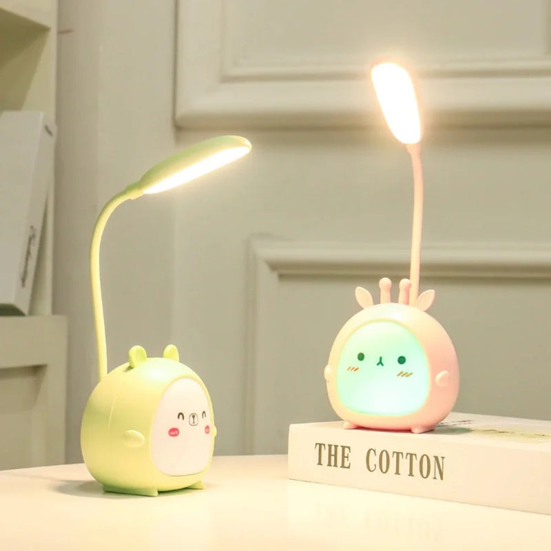 Niedliche LED-Tischlampe für Kinder, grün und rosa, USB, augenschonend, Nachtlicht.