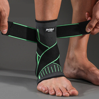 Schwarze und grüne Knöchelbandage, elastisch, für Sportverletzungen, Unterstützung und Schutz.