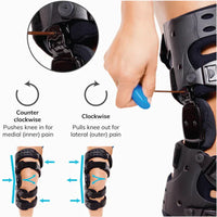 Orthopädische Knieorthese, schwarz, verstellbar, für Schmerzlinderung bei Arthrose.