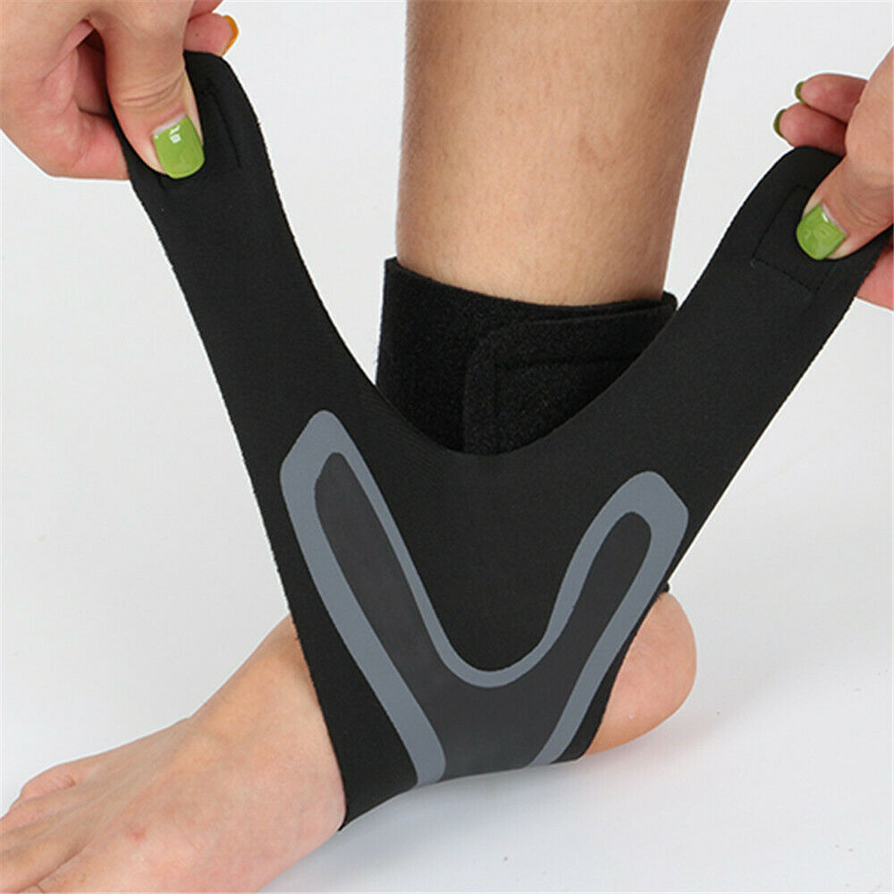 Schwarze Knöchelbandage, elastisch, für Sport, Unterstützung, Verletzungsprävention.