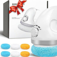 Elektrisches Massagegerät weiß, mit Aufsätzen, Geschenkverpackung, Körperpflege, Wellness.
