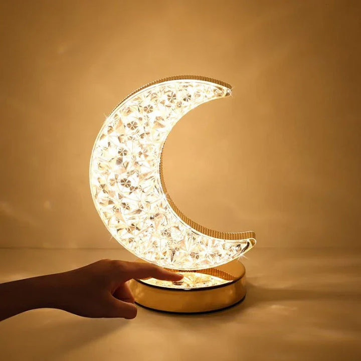 Mondlampe LED Kristall Tischleuchte, warmweiß, dekorativ, modernes Design, Schlafzimmerbeleuchtung.