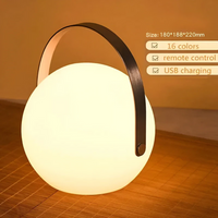 Tragbare LED-Lampe, rund, 16 Farben, Fernbedienung, USB-Ladung, warmweiß, modern.