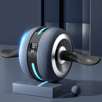 LED automatischer Ab Roller, grau, mit intelligentem Display, Fitnessgerät für Bauchtraining.