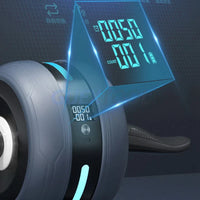 Graues LED-Ab-Roller mit Display, automatischer Rücklauf, Fitnessgerät für Bauchtraining.