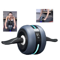 Intelligentes LED-Ab-Roller-Rad, automatischer Rücklauf, Fitnessgerät für Bauchtraining, grau.