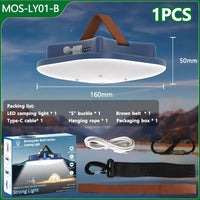 LED-Campinglicht, blau, 160mm, wiederaufladbar, mit Zubehör, für Outdoor-Aktivitäten.