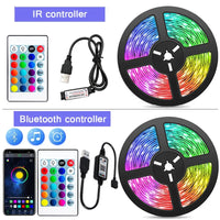 LED-Lichtstreifen Set mit IR- und Bluetooth-Controller, RGB, USB-Anschluss, Fernbedienung.