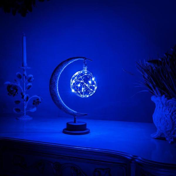 Mondlampe mit LED-Lichtern, blaues Licht, dekorative Tischlampe, Nachtlicht, modernes Design