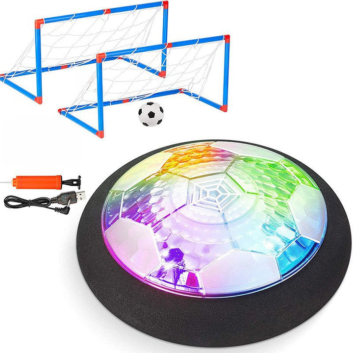 Leuchtender Hoverball mit Toren und Pumpe, LED-Fußballspielzeug für Kinder, Indoor-Sportspiel.