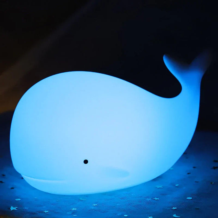 Blaue Wal-Nachtlampe aus Silikon, Kinderzimmer-Dekoration, LED, energiesparend.