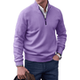Lila Herrenpullover mit Reißverschluss, Baumwolle, modisch, bequem, Freizeitkleidung.