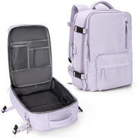 Lila 35L Handgepäck Rucksack, wasserfest, für Reisen, mit mehreren Fächern, Unisex.