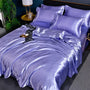 Lila Satin Bettwäsche Set, luxuriös, glänzend, 4-teilig, Schlafzimmer Dekoration, elegant.