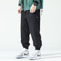 Schwarze Cordhose Herren, locker, gestreift, Hip-Hop-Stil, Herbst/Winter, Freizeitmode.