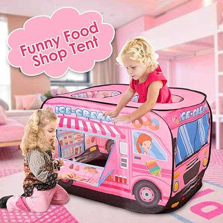 Kinderspielzelt Eiswagen, rosa, faltbar, Indoor-Spielhaus, lustiges Design, für Mädchen.