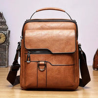Braune Ledertasche, modern, stilvoll, Umhängetasche, Herrenmode, Accessoire, elegant, praktisch.