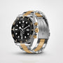 Luxus-Smartwatch aus Edelstahl, zweifarbig, mit Herzfrequenzmesser und stilvollem Design.