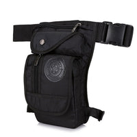 Schwarze taktische Gürteltasche, Nylon, verstellbar, mit Reißverschluss und Schnalle.