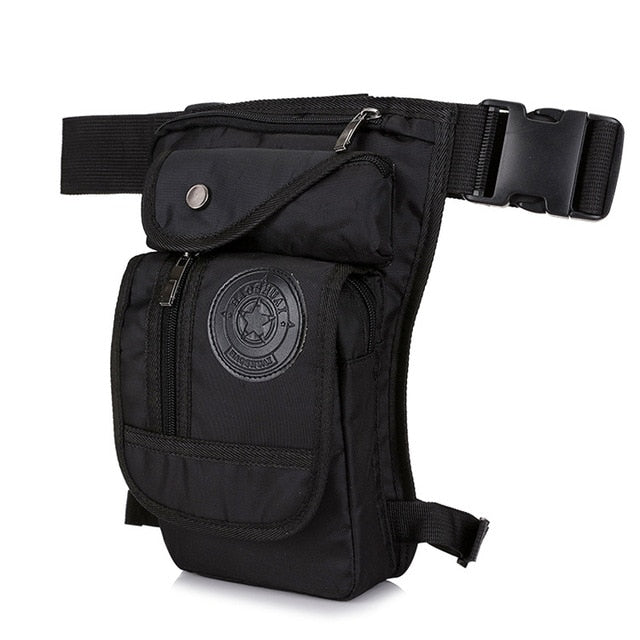 Schwarze taktische Gürteltasche, Nylon, verstellbar, mit Reißverschluss und Schnalle.