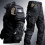 Taktische Tarnanzug-Set, schwarz, Camouflage, Outdoor-Bekleidung, multifunktional, Herren.