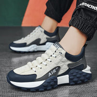 Herren Sneaker, beige-blau, atmungsaktiv, rutschfest, modisch, Freizeitschuh, Straßenstil
