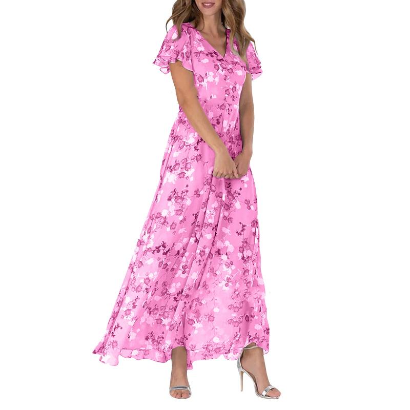 Maxi-Kleid mit Blumenmuster und Schmetterlingsärmeln - Miranda