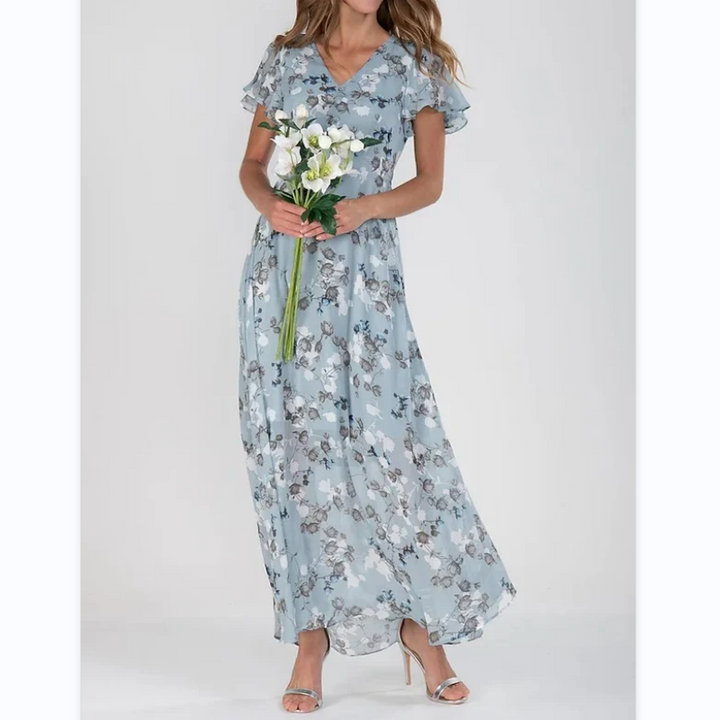 Maxi-Kleid mit Blumenmuster und Schmetterlingsärmeln - Miranda