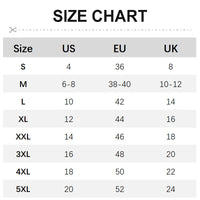 Größentabelle für Kleidung, US, EU, UK Größen, S bis 5XL, Konvertierung, Mode, Bekleidung.